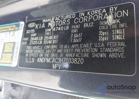 2017 Kia Sportage Lx z USA, uszkodzony, nr VIN KNDPMCAC3H7033820